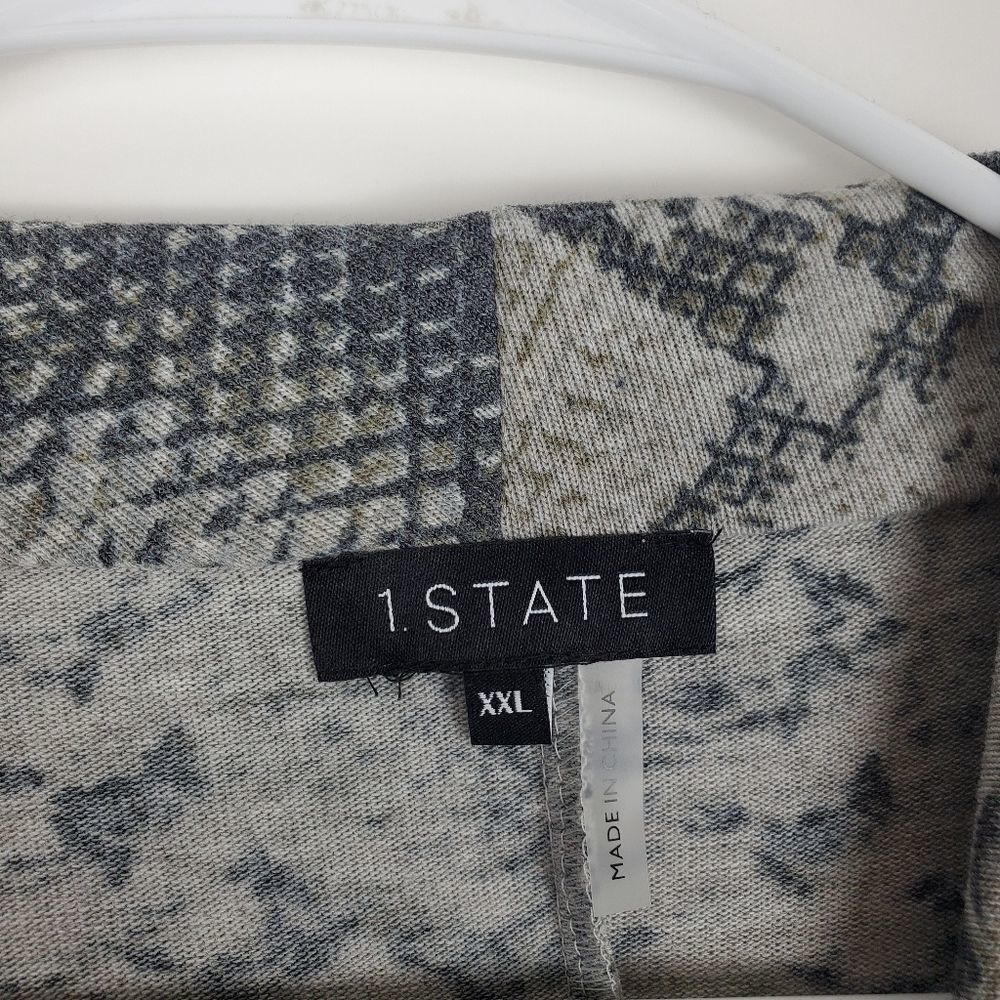 1. STATE Graphite Python Long Sleeve Shirt Top Blouse Wrap Side Slit NWT Plus - Picture 4 of 7